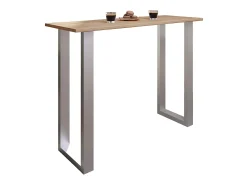 Móvel De Bar|VCM Mesa de bar | Tresen | Mesa em pé | Mesa alta | Mesa de mesa com rolamentos - Xona 140x50 cm (Prata / Sonoma Oak) Multicor