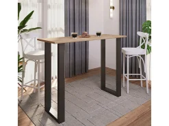 Outlet VCM Mesa de bar | Tresen | Mesa em pé | Mesa alta | Mesa de mesa com rolamentos - Xona 140x50 cm (Preto / Sonoma Oak) Multicor