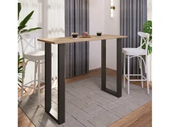 Outlet VCM Mesa de bar | Tresen | Mesa em pé | Mesa alta | Mesa de mesa com rolamentos - Xona 140x50 cm (Preto / Sonoma Oak) Multicor