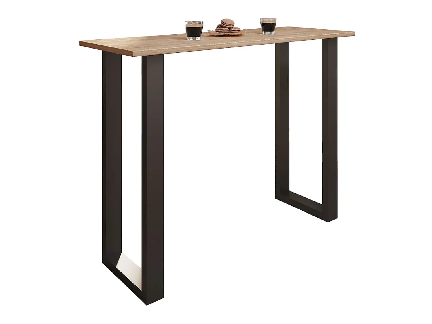 Outlet VCM Mesa de bar | Tresen | Mesa em pé | Mesa alta | Mesa de mesa com rolamentos - Xona 140x50 cm (Preto / Sonoma Oak) Multicor