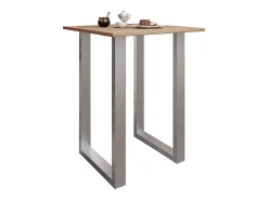 VCM Mesa de bar | Tresen | Mesa em pé | Mesa alta | Mesa de mesa com rolamentos - Xona 80x80 cm (Prata / Sonoma Oak)^ Móvel De Bar