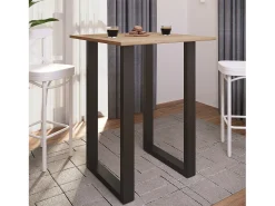VCM Mesa de bar | Tresen | Mesa em pé | Mesa alta | Mesa de mesa com rolamentos - Xona 80x50 cm (Preto / Sonoma Oak)^ Móvel De Bar