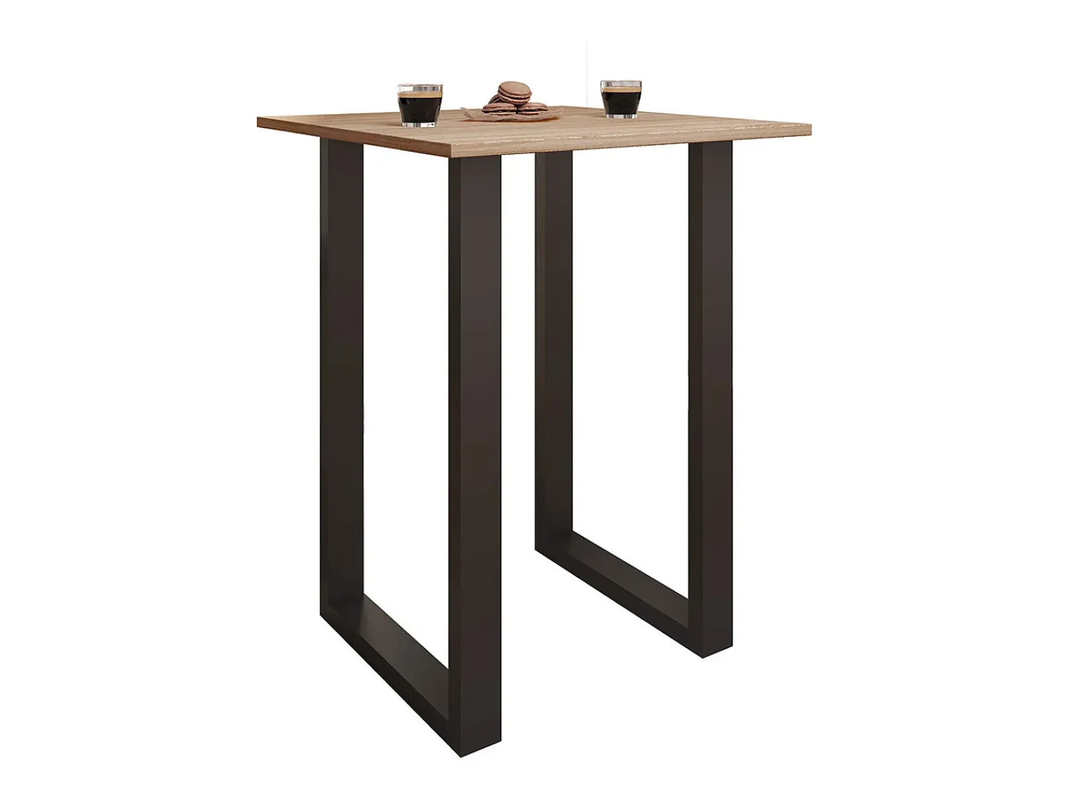 VCM Mesa de bar | Tresen | Mesa em pé | Mesa alta | Mesa de mesa com rolamentos - Xona 80x50 cm (Preto / Sonoma Oak)^ Móvel De Bar