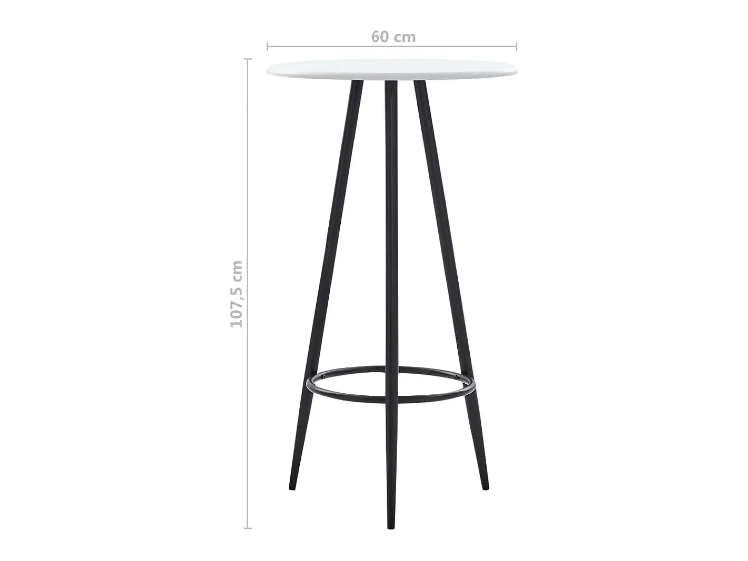 Móvel De Bar| Mesa de bar 60x107,5 cm MDF PT319427 Branco