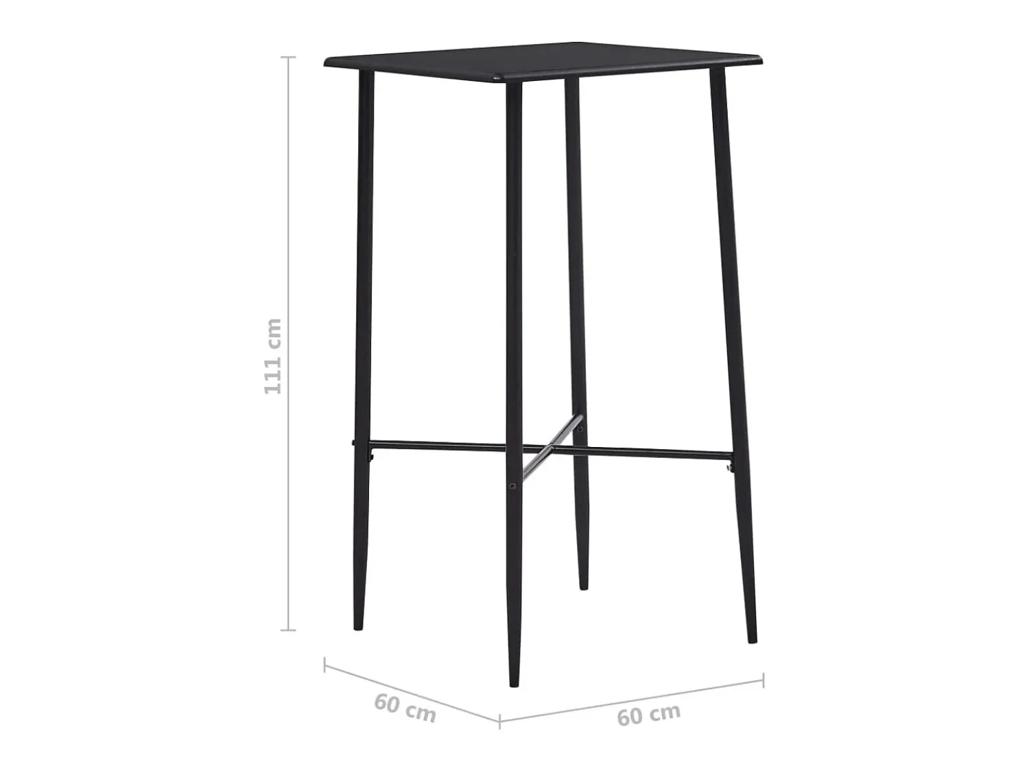 Móvel De Bar* Mesa de bar 60x60x111 cm MDF PT665778 Preto