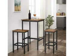 Móvel De Bar* Mesa de Bar 60x60x90 cm preto rústico castanho Preto / Castanho