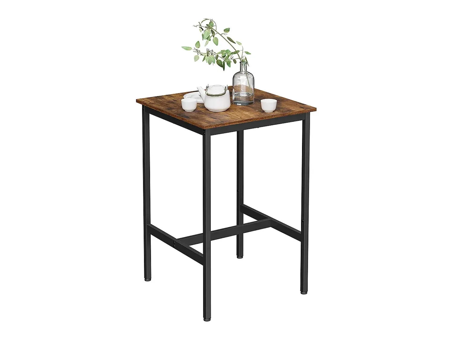 Móvel De Bar* Mesa de Bar 60x60x90 cm preto rústico castanho Preto / Castanho