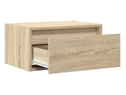 Móvel De Tv|vidaxl Mesa de cabeceira de parede com luzes LED carvalho sonoma Castanho