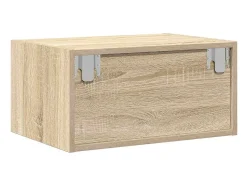 Móvel De Tv|vidaxl Mesa de cabeceira de parede com luzes LED carvalho sonoma Castanho