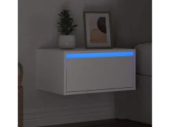 Móvel De Tv|vidaxl Mesa de cabeceira de parede com luzes LED Branco