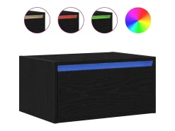 vidaxl Mesa de cabeceira de parede com luzes LED carvalho^ Móvel De Tv