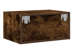Móvel De Tv|vidaxl Mesa de cabeceira de parede com luzes LED carvalho fumado Castanho