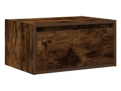 Móvel De Tv|vidaxl Mesa de cabeceira de parede com luzes LED carvalho fumado Castanho