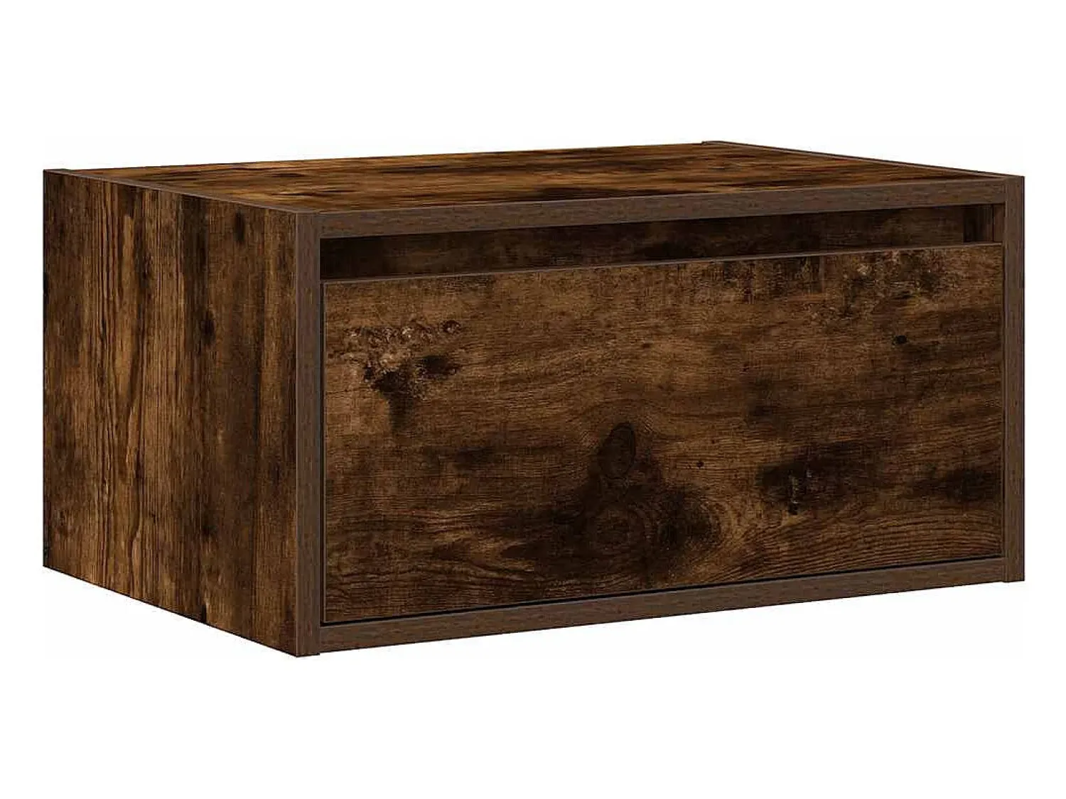 Móvel De Tv|vidaxl Mesa de cabeceira de parede com luzes LED carvalho fumado Castanho