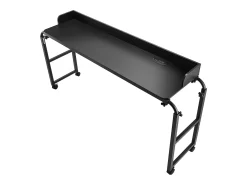 Outlet Mesa de Cabeceira Móvel SucceBuy, Mesa de Apoio com 4 Rodízios e Tomada, Secretária de Cabeceira com Altura Ajustável para Casa, Escritório, Preta Preto
