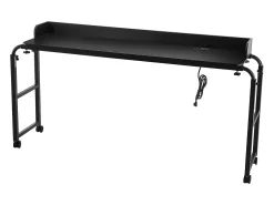 Outlet Mesa de Cabeceira Móvel SucceBuy, Mesa de Apoio com 4 Rodízios e Tomada, Secretária de Cabeceira com Altura Ajustável para Casa, Escritório, Preta Preto