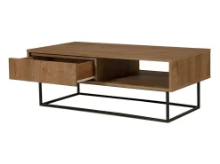 Mesa De Centro|Dmora Mesa de café Dbellod, Mesa de café baixa, Porta-revistas de sofá,Prateleira de sala, 120x60h43 cm, Noz e Preto Castanho