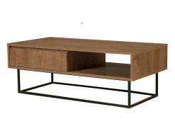 Mesa De Centro|Dmora Mesa de café Dbellod, Mesa de café baixa, Porta-revistas de sofá,Prateleira de sala, 120x60h43 cm, Noz e Preto Castanho