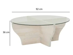 Outlet Dmora Mesa de café Dborrell, Mesa baixa dPara café, Porta-revistas para sofá, Prateleira para sala de estar, 92x92h36 cm, Branco