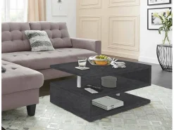 Clearance Dmora Mesa de café Dcambias, Mesa de sala de estar, Armário de armazenamento baixo, Mesa de café, 90x55h41 cm, Ardósia Cinzento
