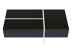 Outlet DripeX Mesa de café de 3 -acumulada, com LEDs e aplicativo, painel de partículas, e branco, 100x50 x34.5cm Preto