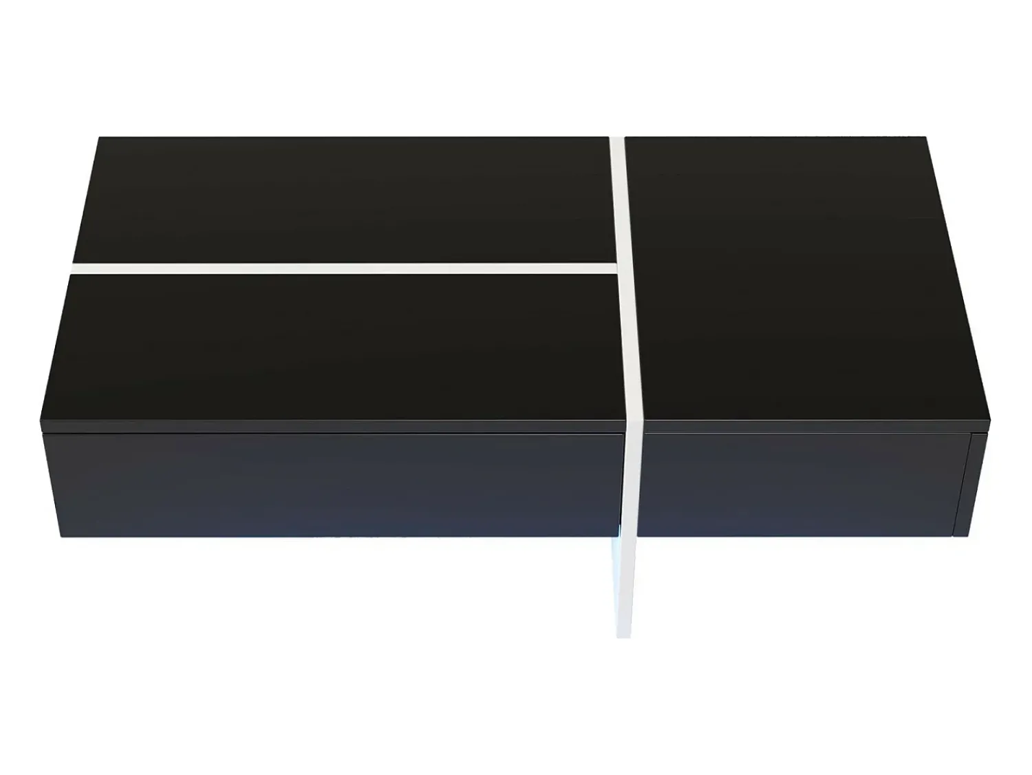 Outlet DripeX Mesa de café de 3 -acumulada, com LEDs e aplicativo, painel de partículas, e branco, 100x50 x34.5cm Preto