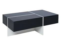 Outlet DripeX Mesa de café de 3 -acumulada, com LEDs e aplicativo, painel de partículas, e branco, 100x50 x34.5cm Preto