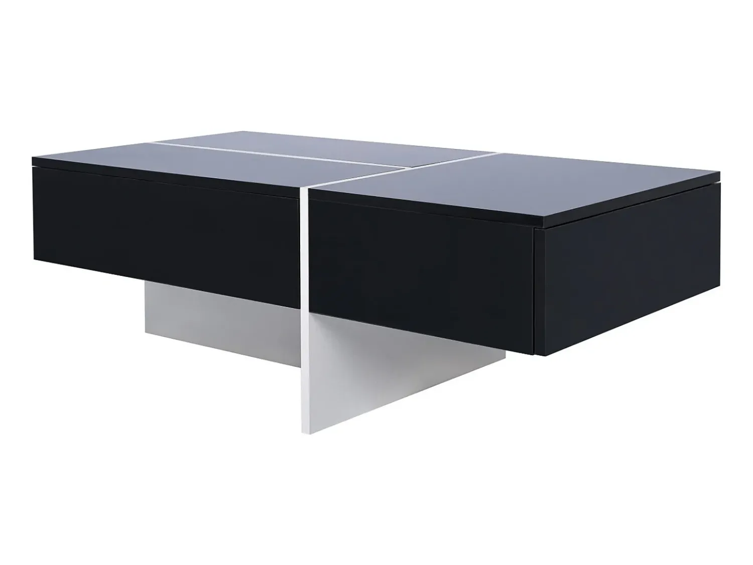 Outlet DripeX Mesa de café de 3 -acumulada, com LEDs e aplicativo, painel de partículas, e branco, 100x50 x34.5cm Preto