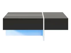 Outlet DripeX Mesa de café de 3 -acumulada, com LEDs e aplicativo, painel de partículas, e branco, 100x50 x34.5cm Preto