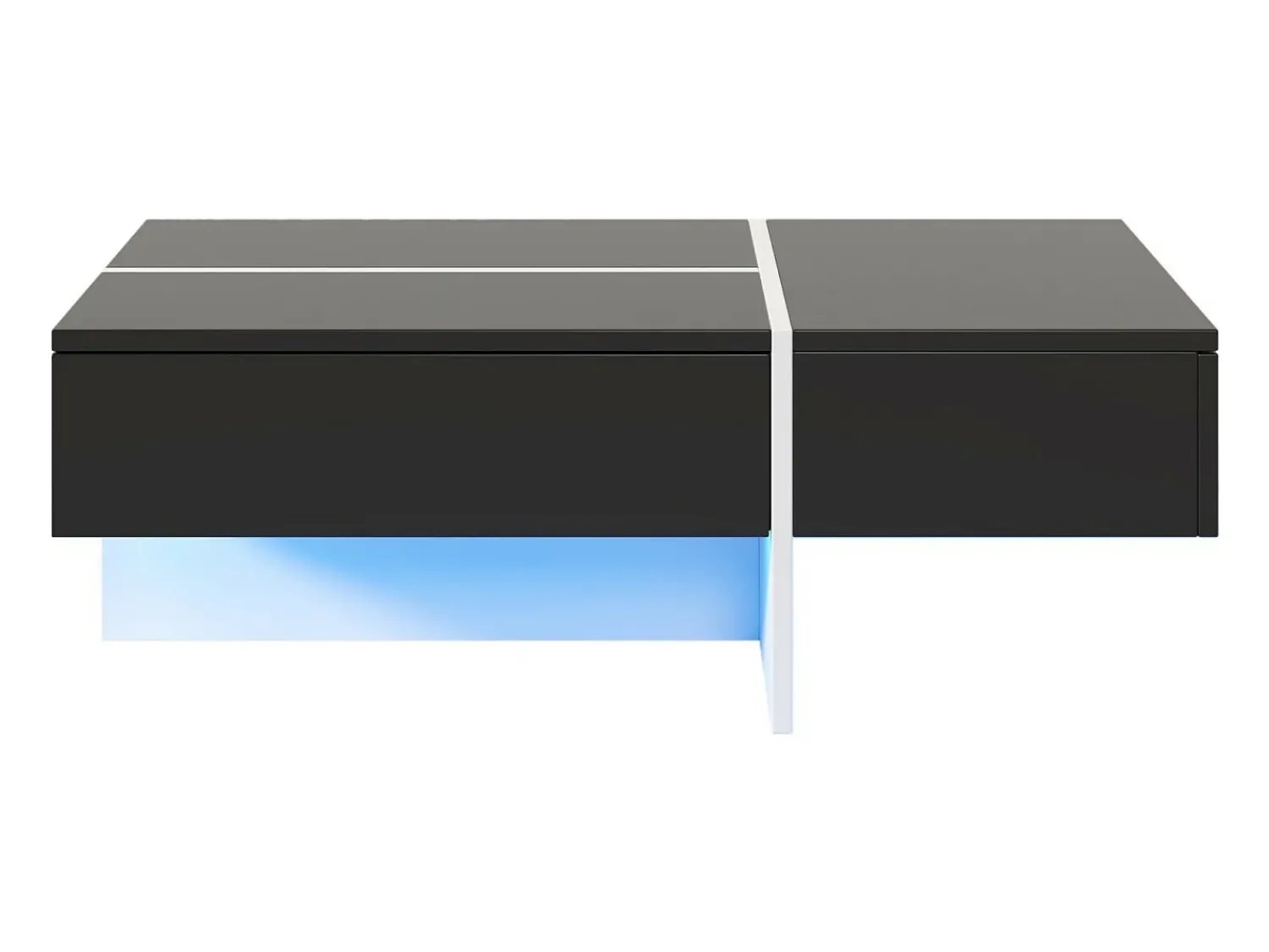 Outlet DripeX Mesa de café de 3 -acumulada, com LEDs e aplicativo, painel de partículas, e branco, 100x50 x34.5cm Preto
