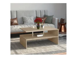 Clearance VCM Mesa de café de madeira Sofatic Sala de estar Mesa de mesa lateral Mesa de café Maliso L (Sonoma Oak) Castanho