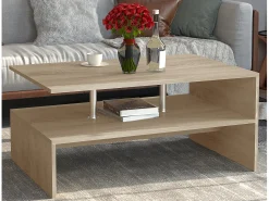 Clearance VCM Mesa de café de madeira Sofatic Sala de estar Mesa de mesa lateral Mesa de café Maliso L (Sonoma Oak) Castanho