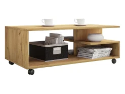 VCM Mesa de café de madeira Sofatic Sala de estar Mesa de rolamento Mesa de café Stango XL (carvalho de mel)^ Mesa De Centro