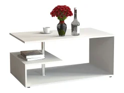 Clearance VCM Mesa de café de madeira Sofatic Sala de estar Mesa de mesa lateral Mesa de café Maliso M Branco