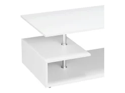 Clearance VCM Mesa de café de madeira Sofatic Sala de estar Mesa de mesa lateral Mesa de café Maliso M Branco