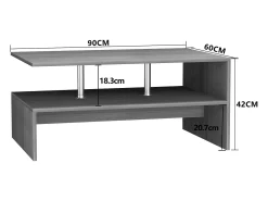 New VCM Mesa de café de madeira Sofatic Sala de estar Mesa de mesa lateral Mesa de café Maliso L Branco