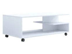 Mesa De Centro*VCM Mesa de café de madeira Sofatic Sala de estar Mesa de rolamento Mesa de café Stango XL (Branco) Multicor