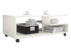 Mesa De Centro*VCM Mesa de café de madeira Sofatic Sala de estar Mesa de rolamento Mesa de café Stango XL (Branco) Multicor