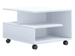 VCM Mesa de café de madeira Sofatic Sala de estar Mesa de rolamento Mesa de café Stango S (Branco)^ Mesa De Centro