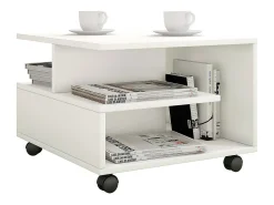 VCM Mesa de café de madeira Sofatic Sala de estar Mesa de rolamento Mesa de café Stango S (Branco)^ Mesa De Centro