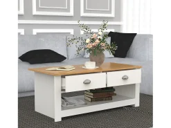 Mesa De Centro*VCM Mesa de café de madeira Mesa de café Sofatic Sala de estar Gaveta de mesa Balusa (Branco) Multicor
