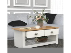 Mesa De Centro*VCM Mesa de café de madeira Mesa de café Sofatic Sala de estar Gaveta de mesa Balusa (Branco) Multicor