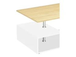 Best VCM Mesa de café de madeira Sofatic Sala de estar Mesa de mesa lateral Mesa de café Maliso M (branco / mel de carvalho) Castanho / Branco