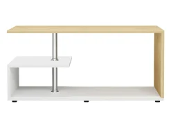 Best VCM Mesa de café de madeira Sofatic Sala de estar Mesa de mesa lateral Mesa de café Maliso M (branco / mel de carvalho) Castanho / Branco
