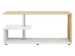 Best VCM Mesa de café de madeira Sofatic Sala de estar Mesa de mesa lateral Mesa de café Maliso M (branco / mel de carvalho) Castanho / Branco