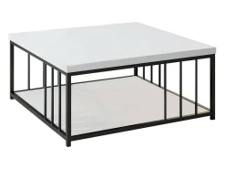 Mesa De Centro*Dmora Mesa de café Dfedrizz, Mesa de café, Porta-revistas para sofá, Prateleira para sala de estar, 90x90h40 cm, Preto e Branco