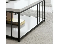 Mesa De Centro*Dmora Mesa de café Dfedrizz, Mesa de café, Porta-revistas para sofá, Prateleira para sala de estar, 90x90h40 cm, Preto e Branco