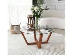 Dmora Mesa de café Dflorenz, TavOlo baixo de café, Suporte de revistas para sofá, Prateleira de sala de estar, 75x75h35 cm, Noz^ Mesa De Centro