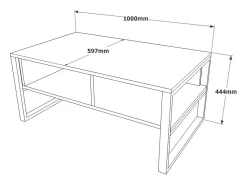 Mesa De Centro*Dmora Mesa de café Dfranzos, Mesa de café, Suporte para sofá, Prateleira de sala, 100x60h44 cm, Carvalho Castanho
