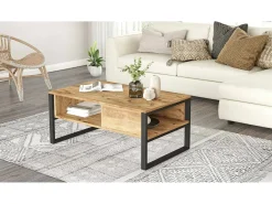 Mesa De Centro*Dmora Mesa de café Dfranzos, Mesa de café, Suporte para sofá, Prateleira de sala, 100x60h44 cm, Carvalho Castanho